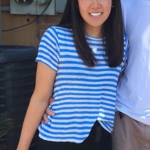 J. Crew Striped Boxy Linen Tee